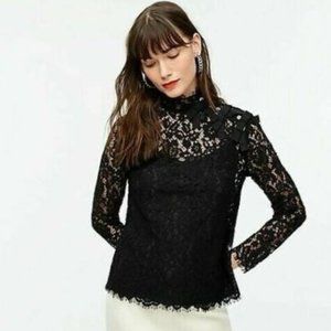 J.Crew Mockneck Bow Lace Top
